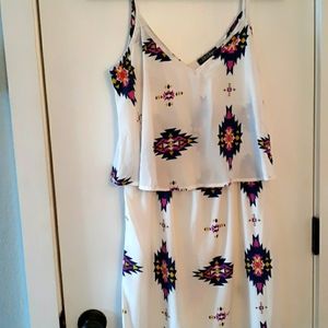 White Aztec print dress